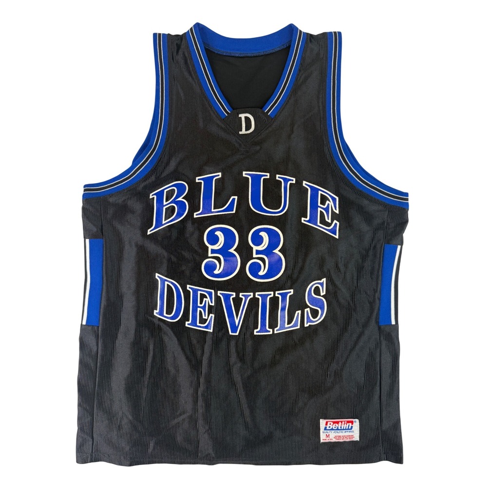 Betlin Basketball Jersey Mens Medium Black Blue Devils 33 Vintage Ribbed Nylon